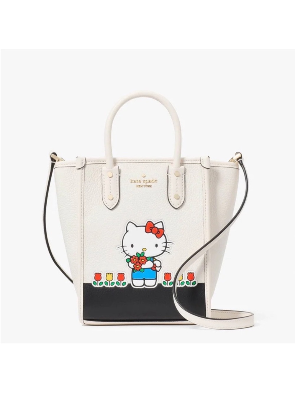 NWT Kate Spade x Hello Kitty Mini Tote in White Multi Leather Purse